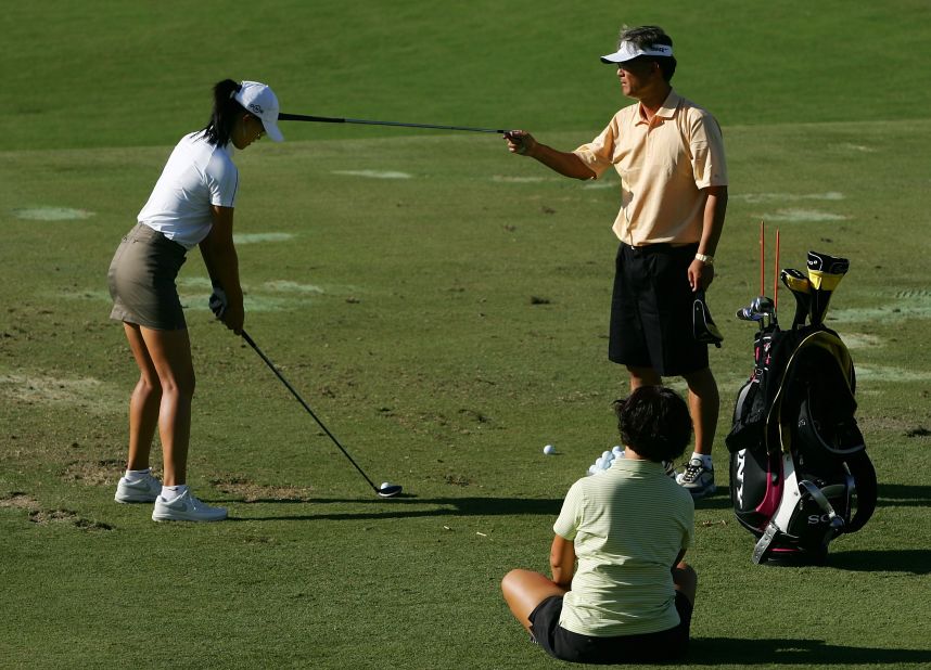 "So much of golf is based around how you set your foundations. It's really important that when golfers set up for the ball that instead of having slouchy round shoulders, pull your shoulders down, then your arms can actually get to your chest," Leadbetter says.  Almost like how the Japanese how bow: rear end out, slightly bend your knees, pull your shoulder blades down and arms resting in your chest and you're in perfect position."