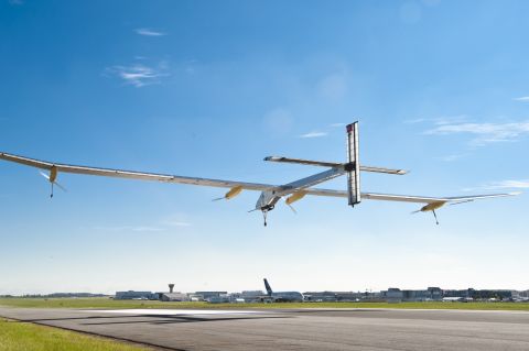 The wings of Solar Impulse measure more than 200 feet from wingtip to wingtip. That's longer than the width of a Boeing 747 Jumbo Jet. Yet the plane weighs only about 3,500 pounds -- about the same as a Honda CR-V.