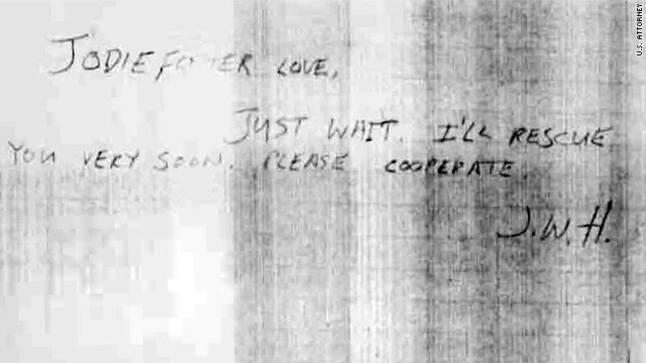 On his last visit to Yale University, where Foster was a freshman, Hinckley left this note promising to "rescue" her. This also was introduced in evidence at the trial.