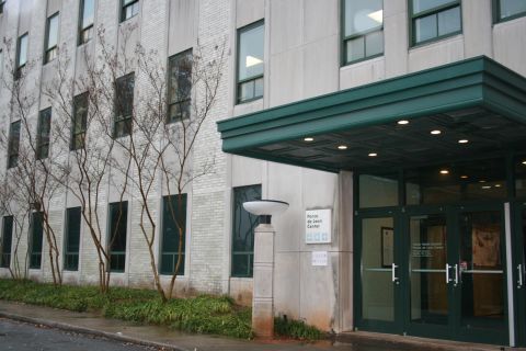 There's no big sign identifying the clinic at the main entrance, only a small plaque that says "Ponce De Leon Center." 