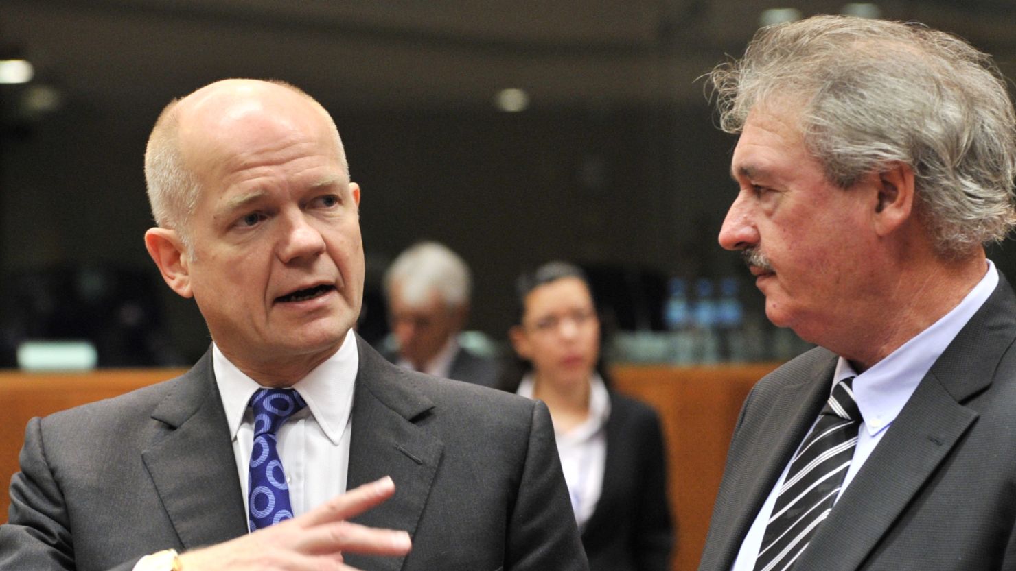 British Foreign Minister William Hague at the EU meeting in Brussels