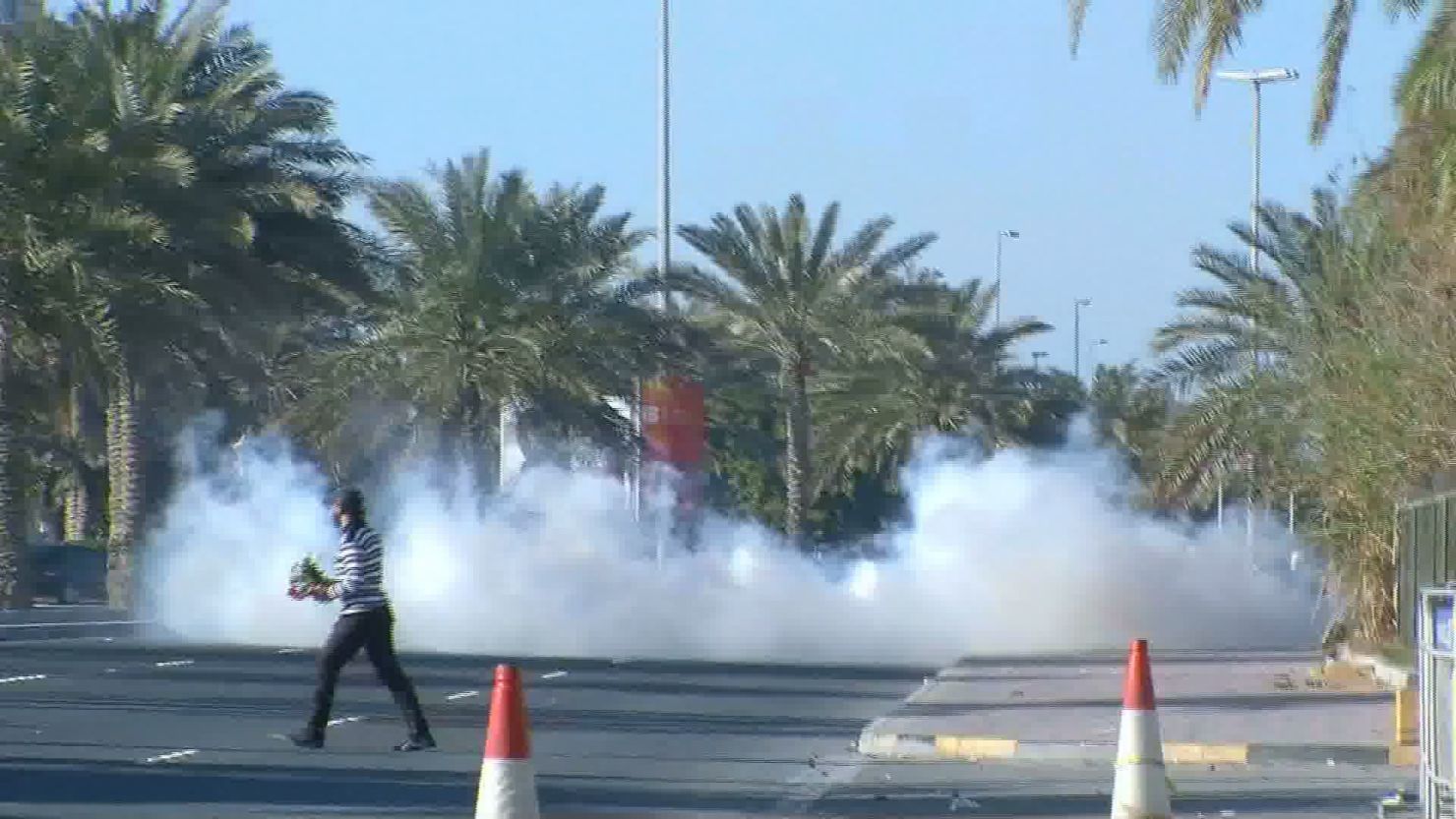 File picture of from Bahrain where it is claimed security forces used tear gas to break up protesters.