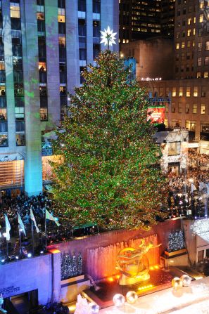 The iconic Rockefeller Christmas tree in New York City looking as spectacular as ever. The festive centerpiece has been given its shine this year by 30,000 LED light bulbs powered by a 70 kilowatt solar generator atop the adjacent Rockefeller plaza.