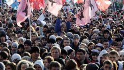 Activists of pro-Kremlin youth movements rally to support the authorities and in response to recent opposition rallies.
