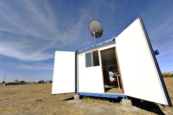 A solar-powered mobile internet cafe fashioned from a disused shipping container is part of an initiative to spread access to information in rural areas of Kenya. The project has been running since 2010 and generates all of its electricity via a series of solar panels on its roof.