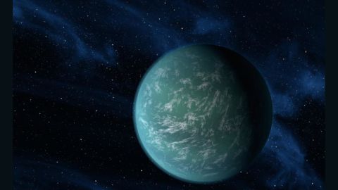 An artist's impression of the newly-discovered, Earth-like planet Kepler 22b