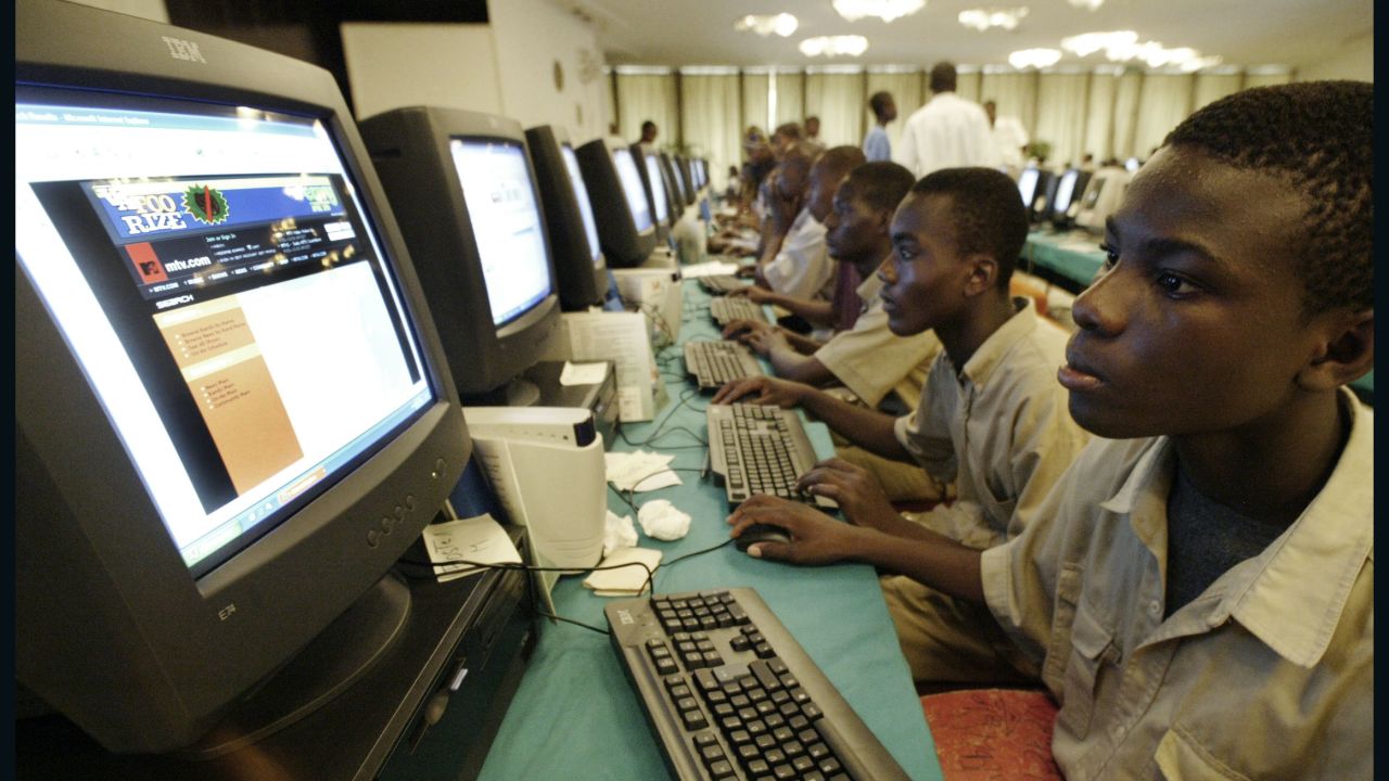 Young Ivorians at an Internet Festival in Abidjan