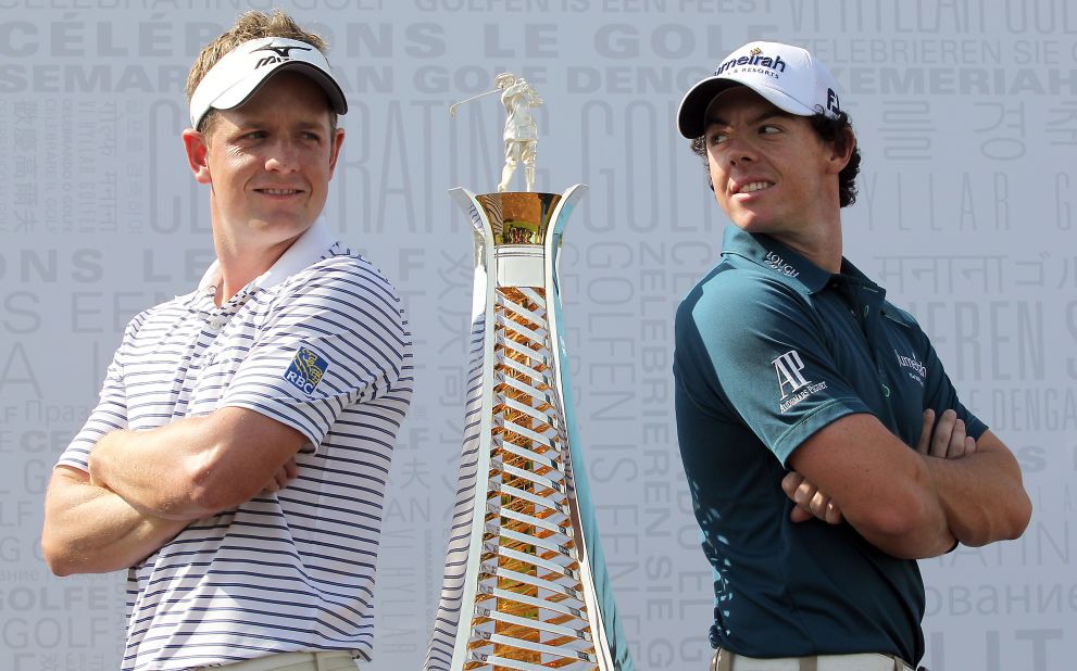 World No. 1 Luke Donald, left, will seek to hold off second-ranked Rory McIlroy in this weekend's battle for the tour's Race to Dubai crown.