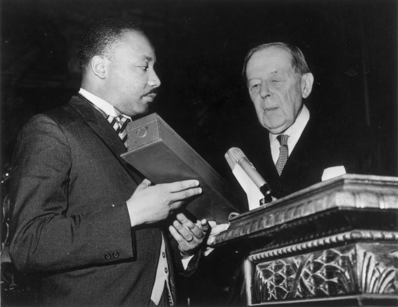 Martin Luther King Jr. was given the prize for his efforts to further the U.S. civil rights movement.