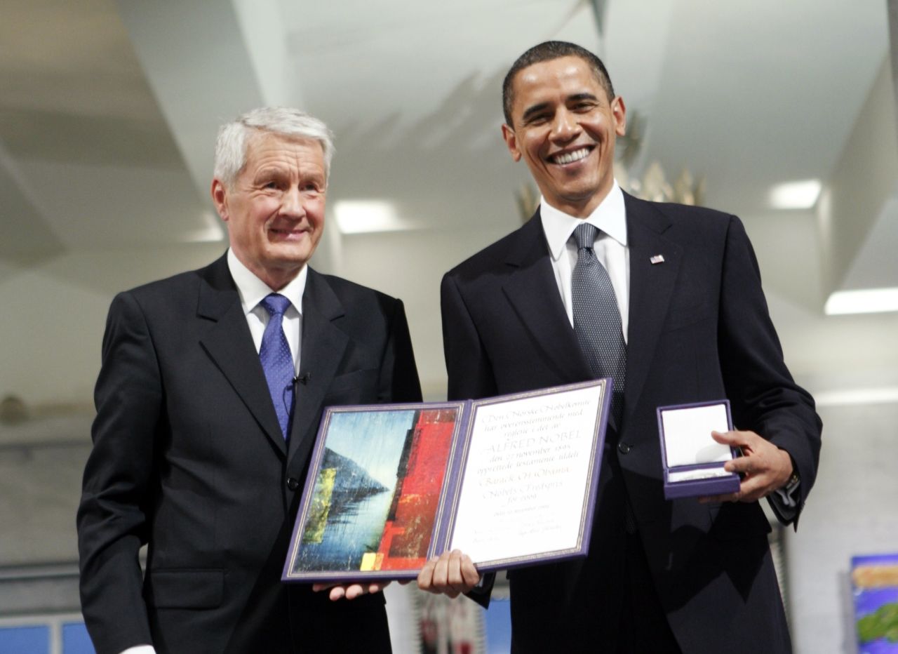 Barack Obama was presented with the award after less than a year in office.