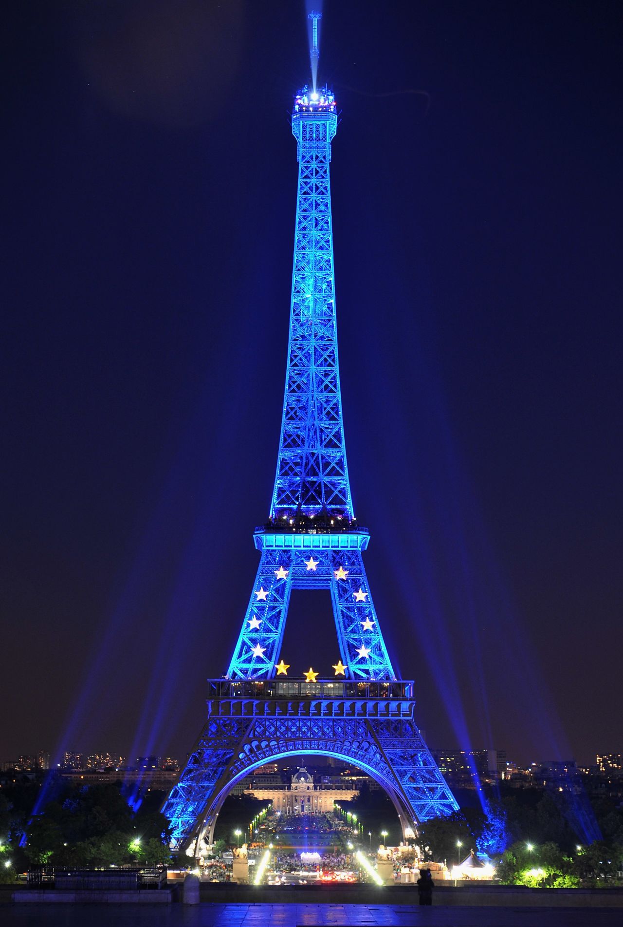 In 2008, the Eiffel Tower was illuminated in blue with gold stars, representing the EU flag, to mark the staunchly pro-European nation's EU presidency.