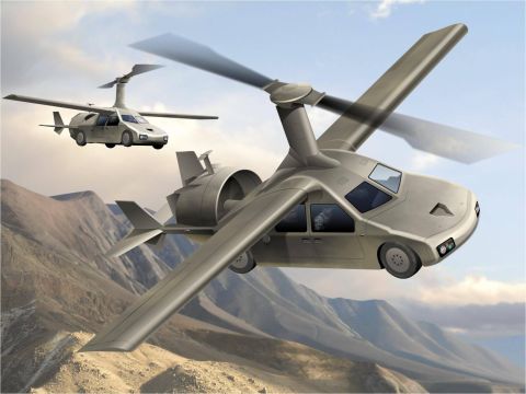 The Transformer program aims to build a flying car for the battlefield. The aim is to create a vertical take-off and landing vehicle that can carry four people more than 250 miles on one tank of fuel (artist's impression).