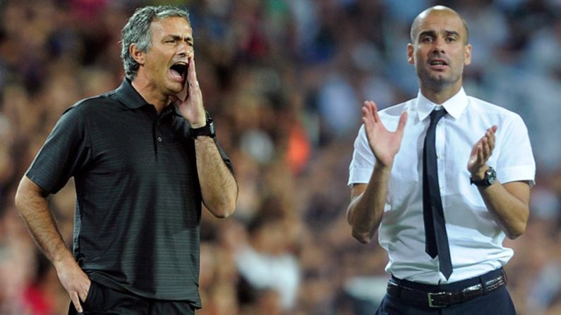 Real Madrid coach Jose Mourinho (left) is attempting to end the supremacy Barca coach Josep Guardiola has enjoyed in recent years. Mourinho is in his second season at Real, with Guardiola having guided Barca to the Spanish title in each of the last three seasons.