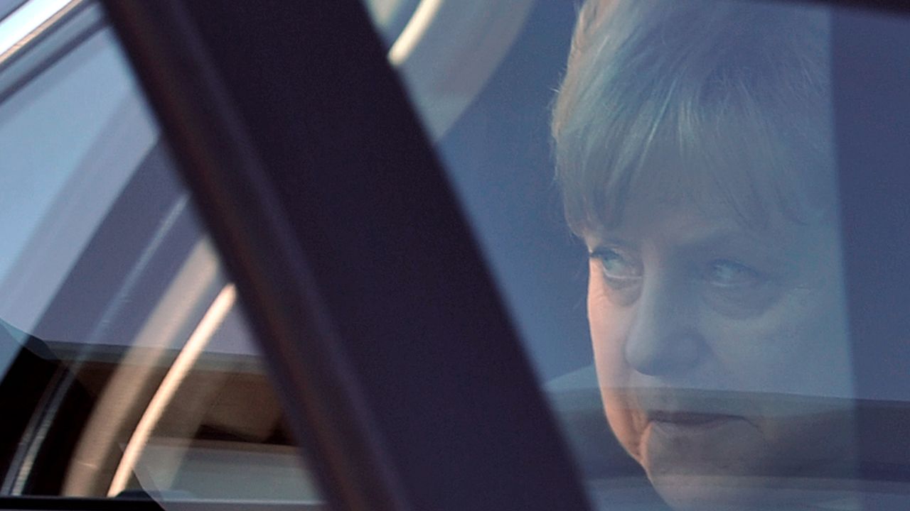 German leader Angela Merkel arrives in France ahead of a crucial meeting later in Brussels billed as make or break for the Euro
