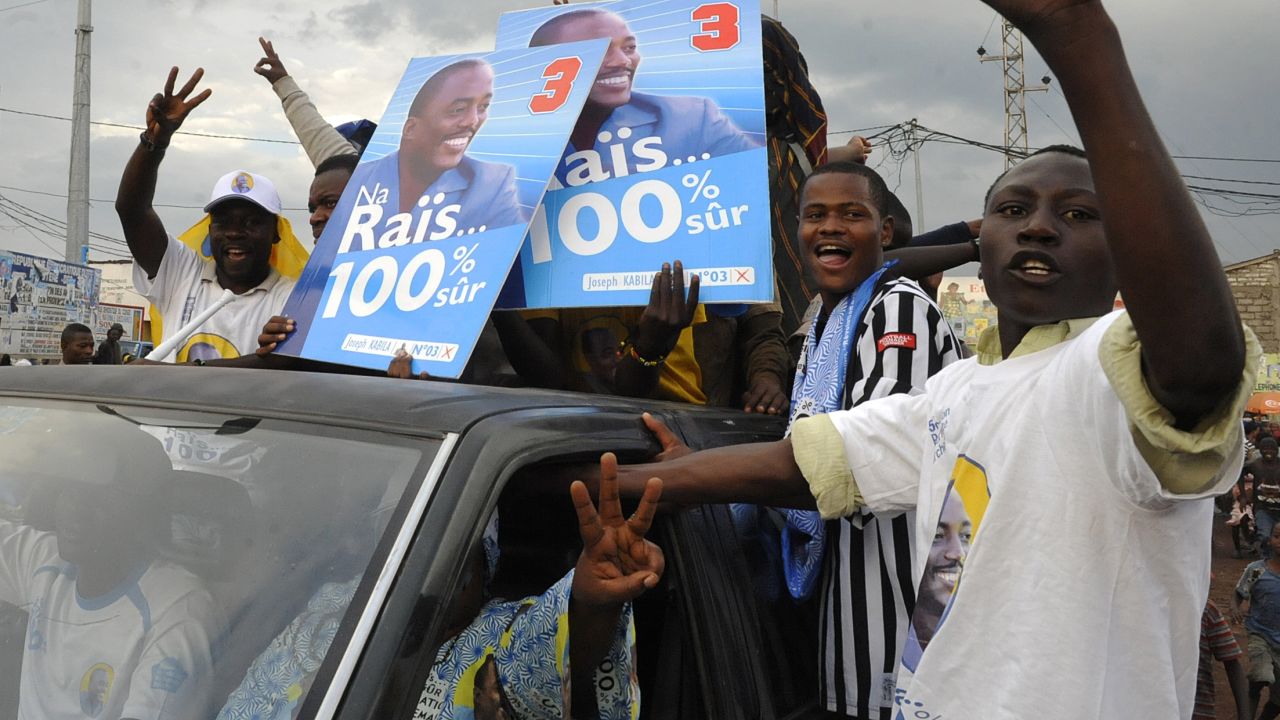 Supporters of Democratic Republic of Congo incumbent President Joseph Kabila celebrate in the streets of Goma. 