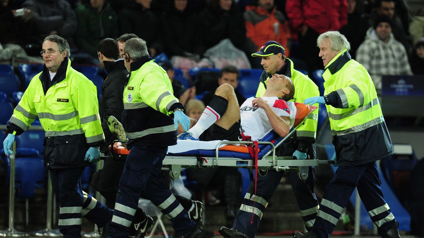 Manchester United's Nemanja Vidic injured knee ligaments during Wednesday's defeat to Basel.