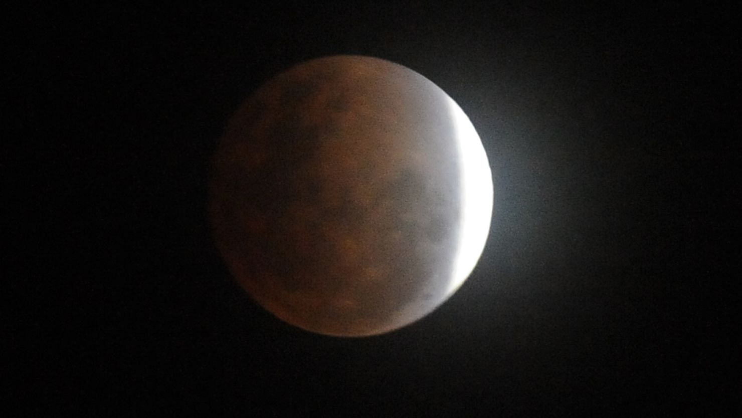 A partial lunar eclipse as seen in the Philippines on Saturday. 