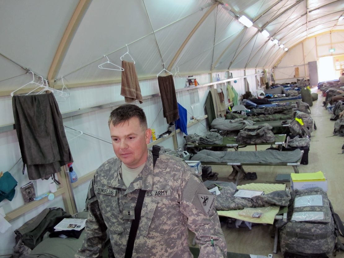 Nathan prepares to pack up and leave Camp Virginia after his last tour in Iraq in November.