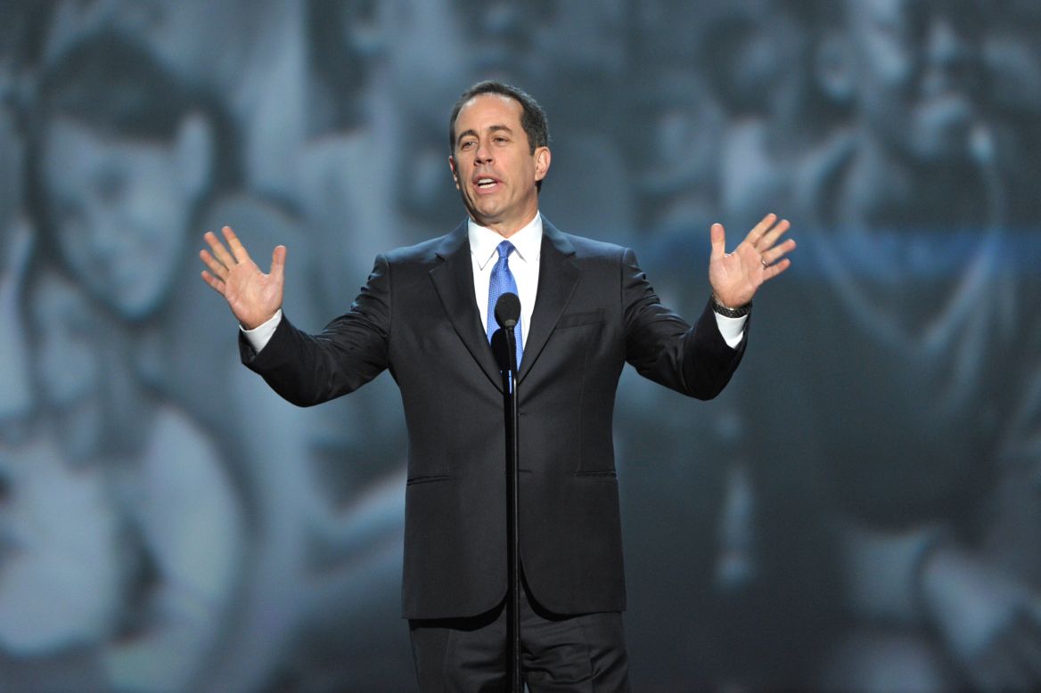 Comedian Jerry Seinfeld introduces the audience to chef Bruno Serato.