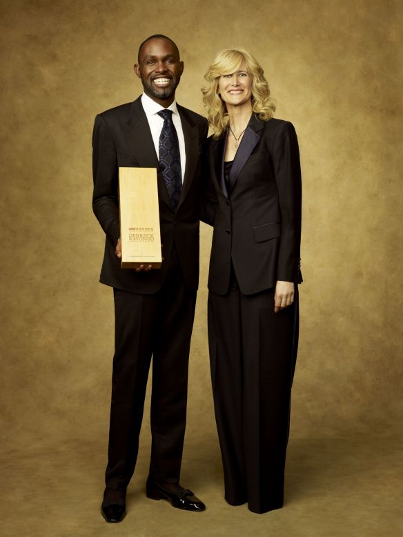 CNN Hero Derreck Kayongo of the Global Soap Project and Actress Laura Dern.