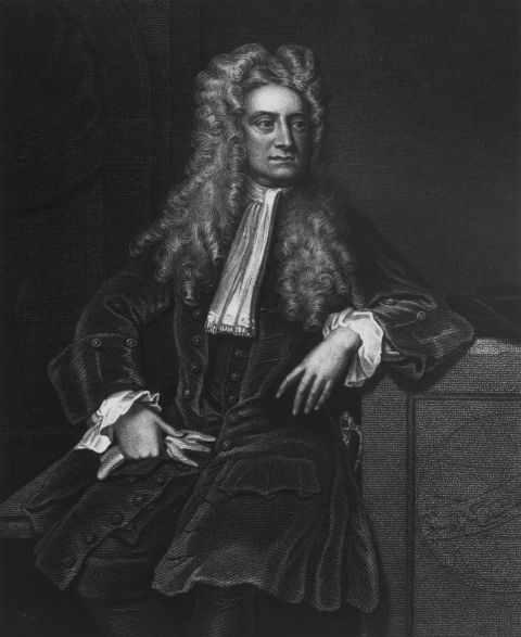 Mathematician and physicist Isaac Newton (1642-1727) described the law of gravity, developed calculus and discovered that sunlight is made up of a mixture of colours. 