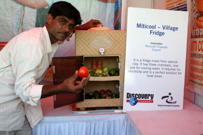 The Mitticool solar fridge was developed and launched by Indian engineer, Mansukhbhai Prajapati in 2006. Made from clay, the device runs entirely on solar power and can keep items of food fresh for up to five days. A valuable addition to rural communities with no access to electricity.