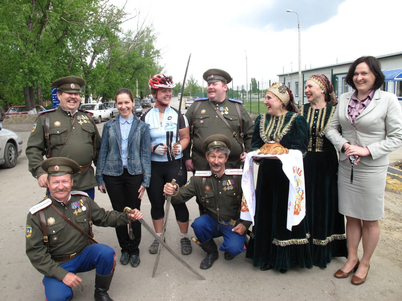 Receiveing a warm Kossack welcome as she crosses the border into Russia on May 16, 2011.