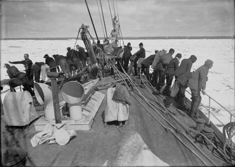 The show brings together writings, photographs and items from the arduous journey. Photo: The Terra Nova expedition entering the pack ice, December 9, 1910.