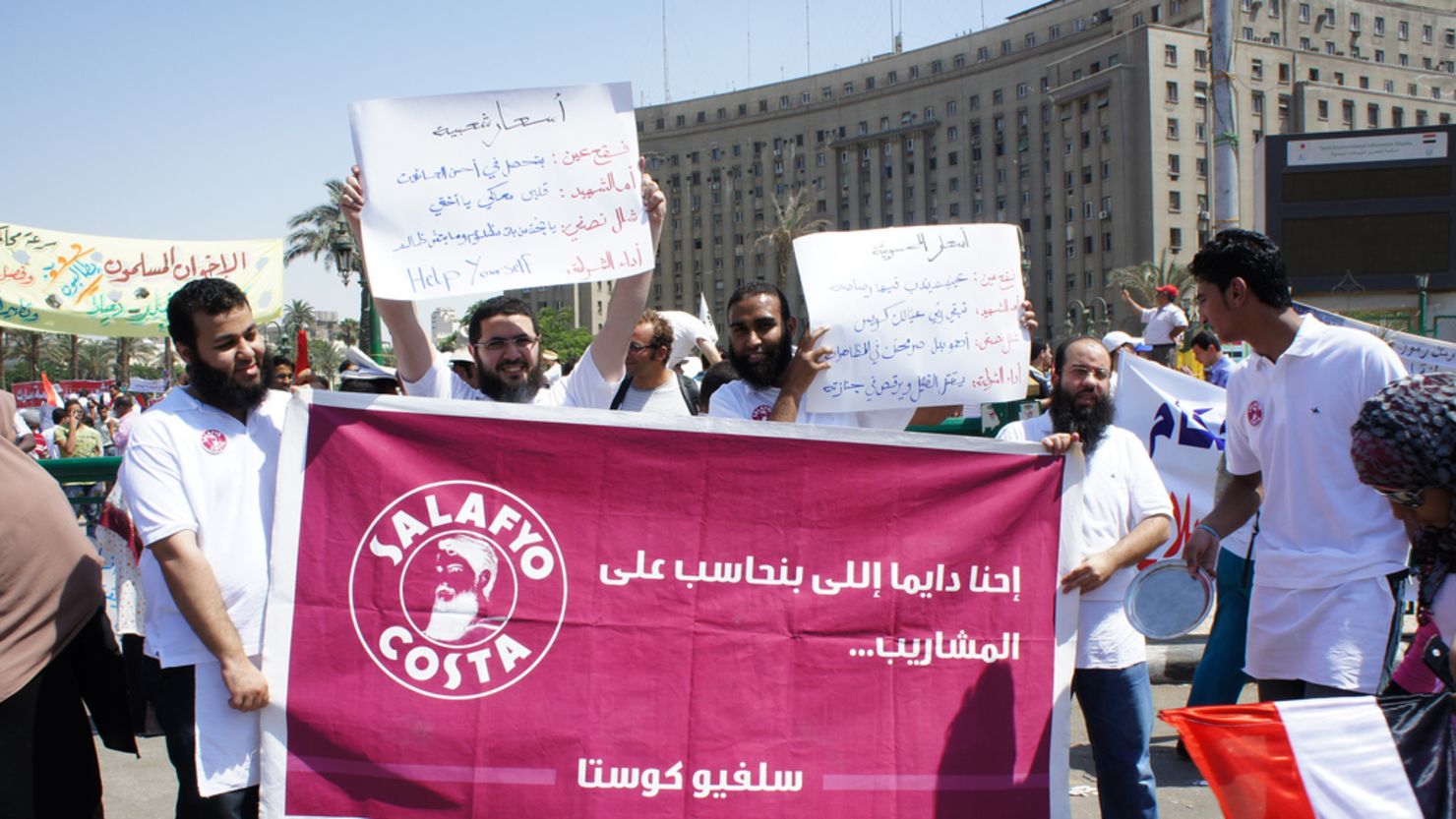 Members of the Salafyo Costa group in Tahrir Square during the first Friday protest in Cairo on July 8. 