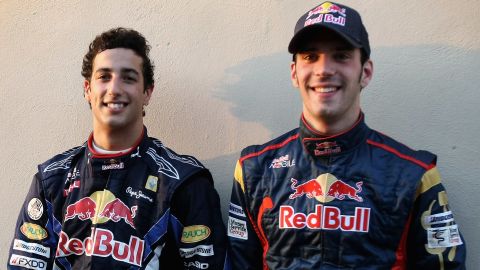 Daniel Ricciardo (L) and Jean-Eric Vergne will be driving for Toro Rosso in the 2012 Formula One season.
