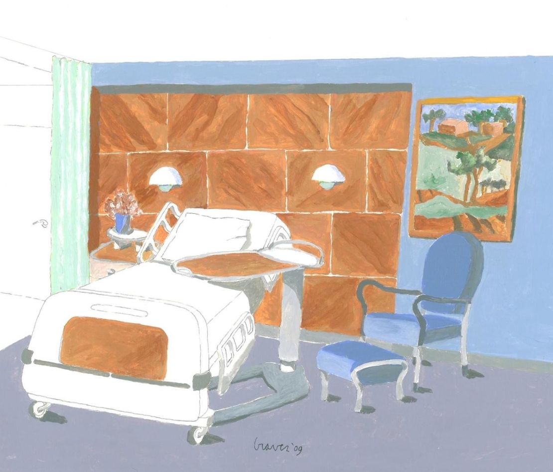 Michael Graves sketched his vision of a functional hospital room. 