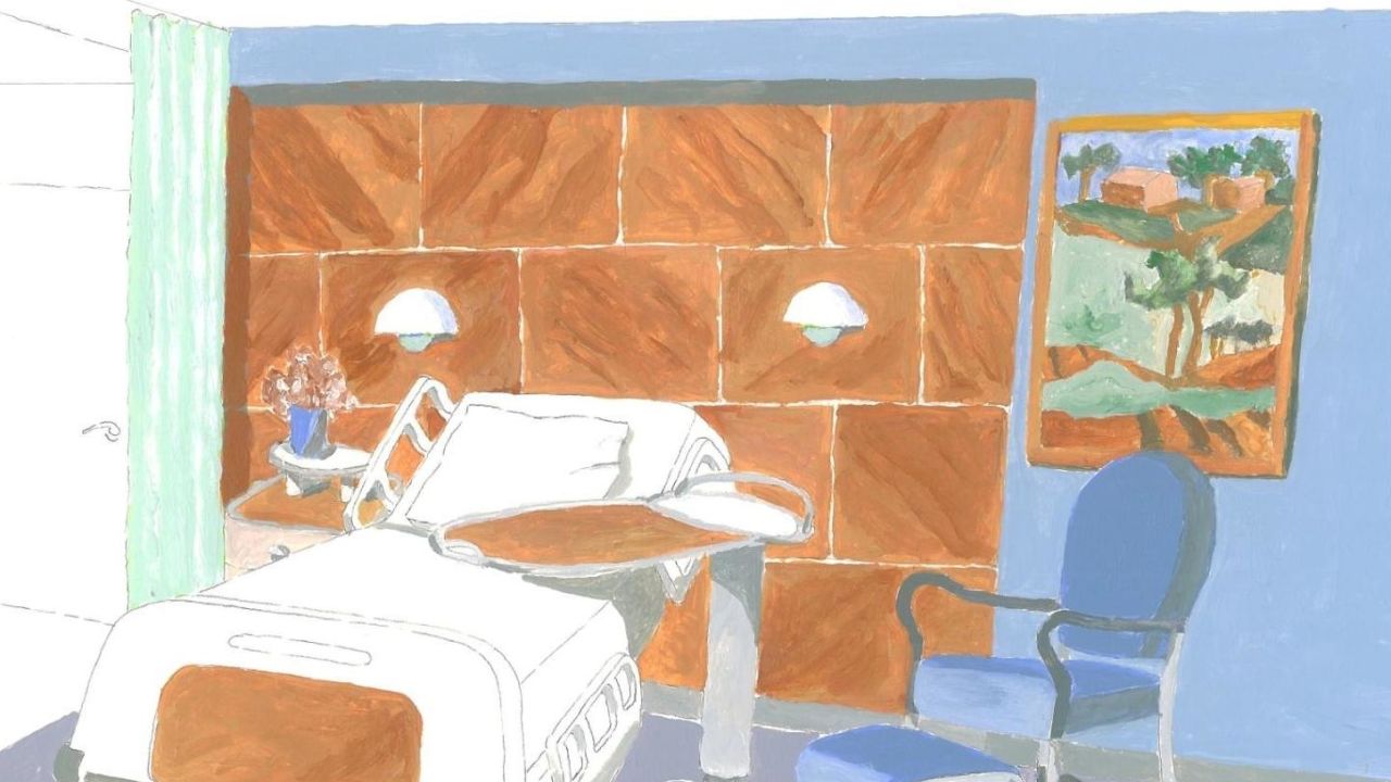 Michael Graves sketched his vision of a functional hospital room. 