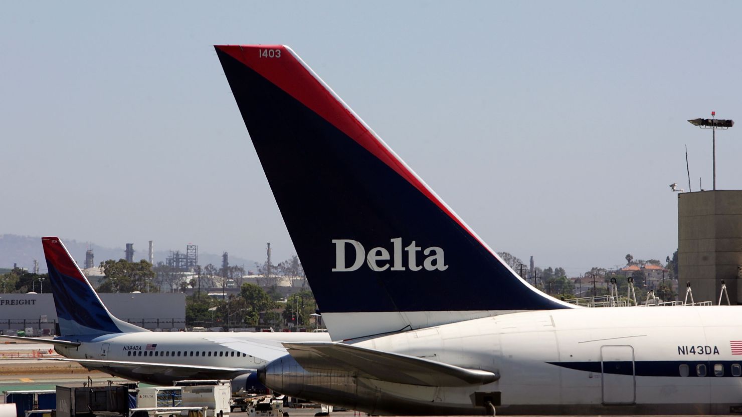 A Delta Air Lines flight slid off a taxiway Sunday in Detroit.