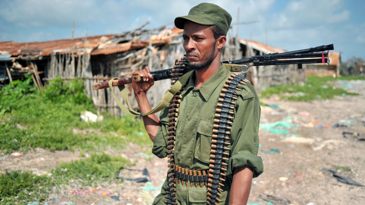 A fighter allied with the Federal Government of Somalia in Bur Gabo, Southern Somalia, on December 14, 2011.