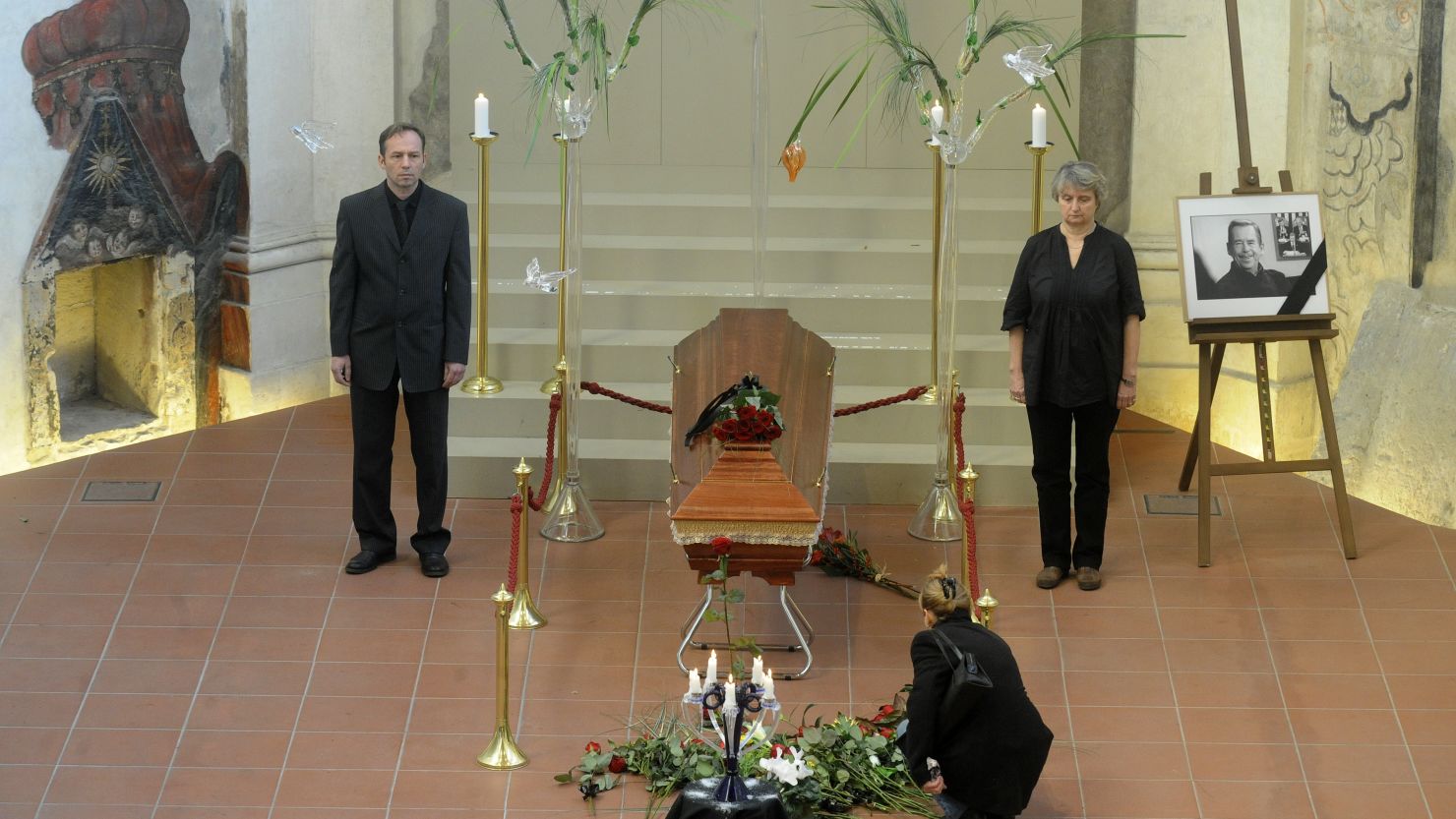 Vaclav Havel's coffin went on display Monday in St. Anna's Church, central Prague.