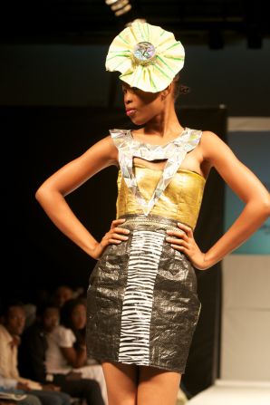 Designer Boma Inko-Tariah, from fashion house Beldie's La Mode, created this fascinator from recycled materials. "I cut up some damaged compact discs and then I used them," she said. 