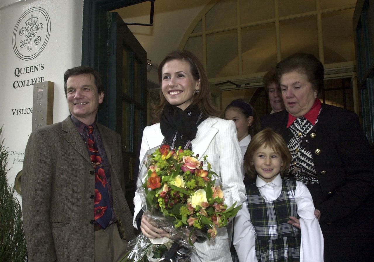 Asma al-Assad visits her former school, Queens College in central London, on December 17, 2002.