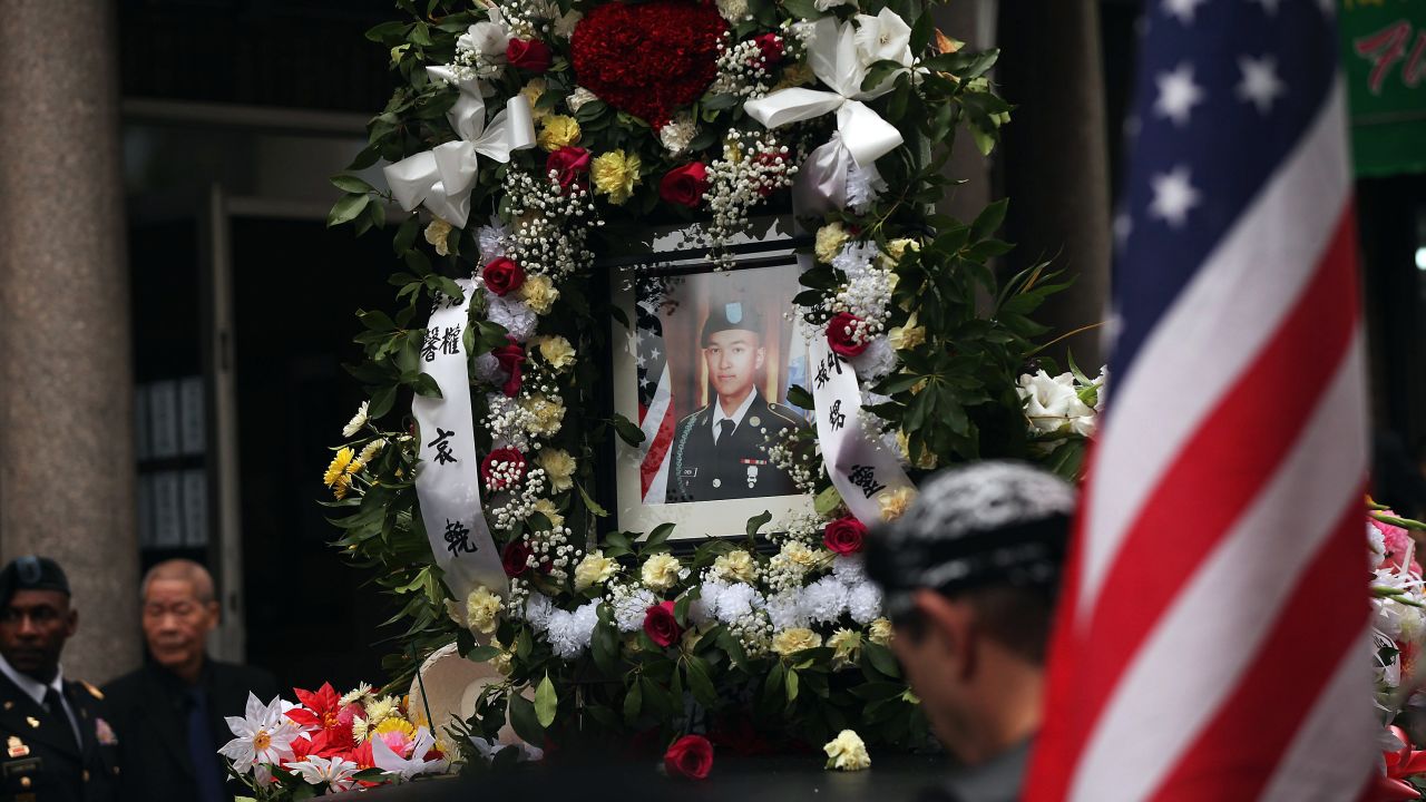 Army Pvt. Danny Chen is honored in a funeral procession on October 13, 2011, in New York's Chinatown.