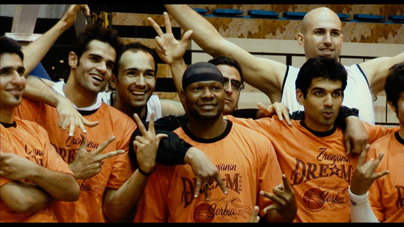 American basketball player Kevin Sheppard (center) pictured alongside his Shiraz teammates. He joined the Iranian side in 2008, but has now retired.