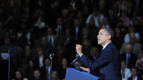 President Obama speaks on the economy at Osawatomie High School in Kansas on December 6.