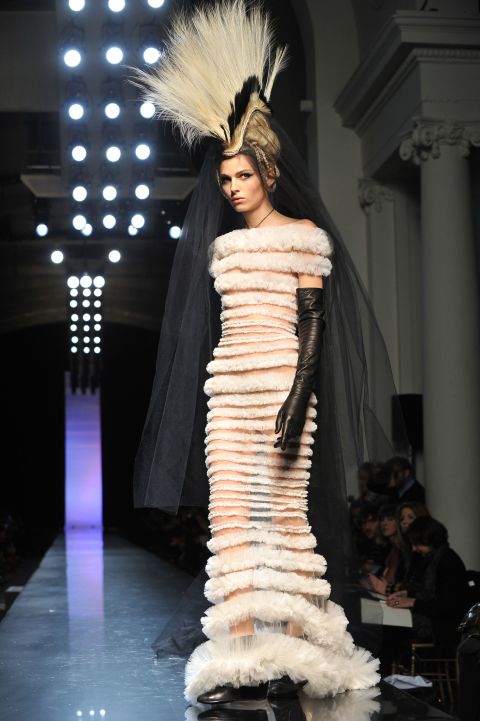 Pejic presents a creation by Gaultier during the Spring-Summer 2011 Haute Couture Collection Show in Paris. 