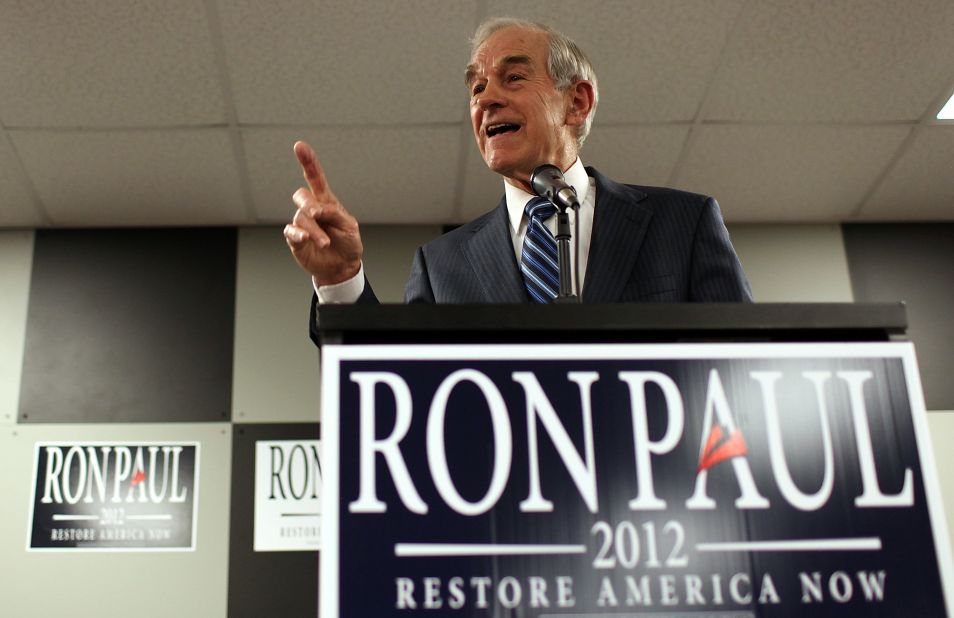 House Representative Ron Paul speaks at a town hall meeting Wednesday, in Newton, Iowa. Paul is in his third run for the presidency. He favors limited central government, limited foreign policy and limited use of military force. He wants to return the U.S. to using the gold standard. He has spoken out against the U.S. involvement in Iraq and Afghanistan and support of Israel.