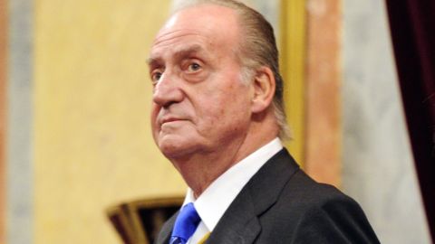 Spain's King Juan Carlos and Queen Sofia arrive to open Parliament in Madrid on Tuesday.