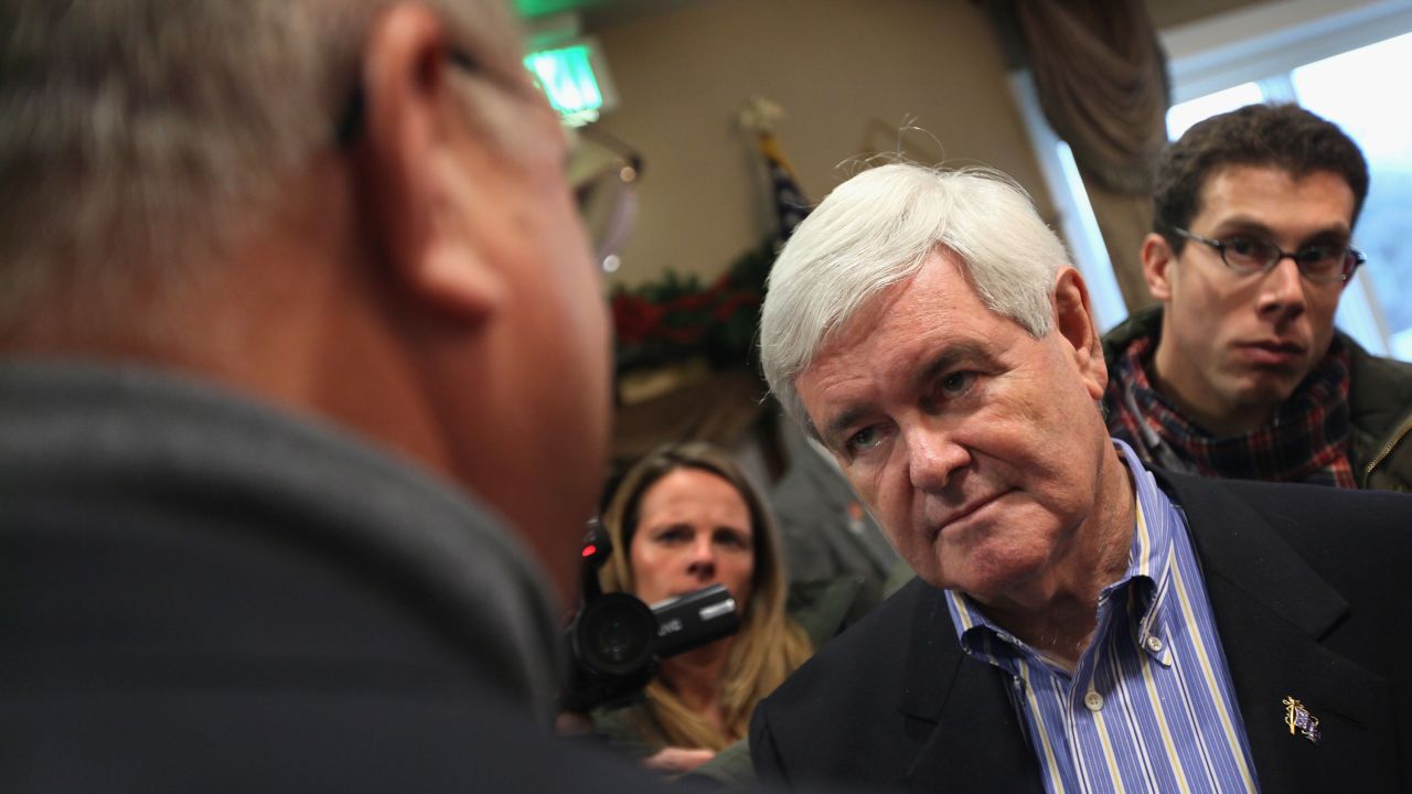 Newt Gingrich during a campaign stop at the Dubuque Golf and Country Club in Dubuque, Iowa, on Tuesday.