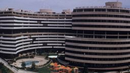 An exterior view of the Watergate Hotel in Washington, D.C. which contained the headquarters of the Democratic National Party burglarized on June 17, 1972 and leading to the resignation of Richard Nixon in 1973. (Photo by Hulton Archive/Getty Images)