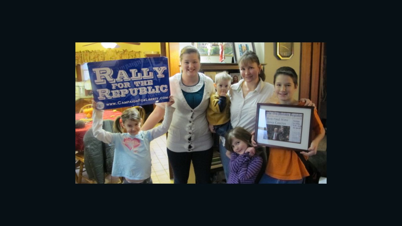 Crystal McIntrye, a converted Ron Paul supporter, says her children see the politician as a grandpa.