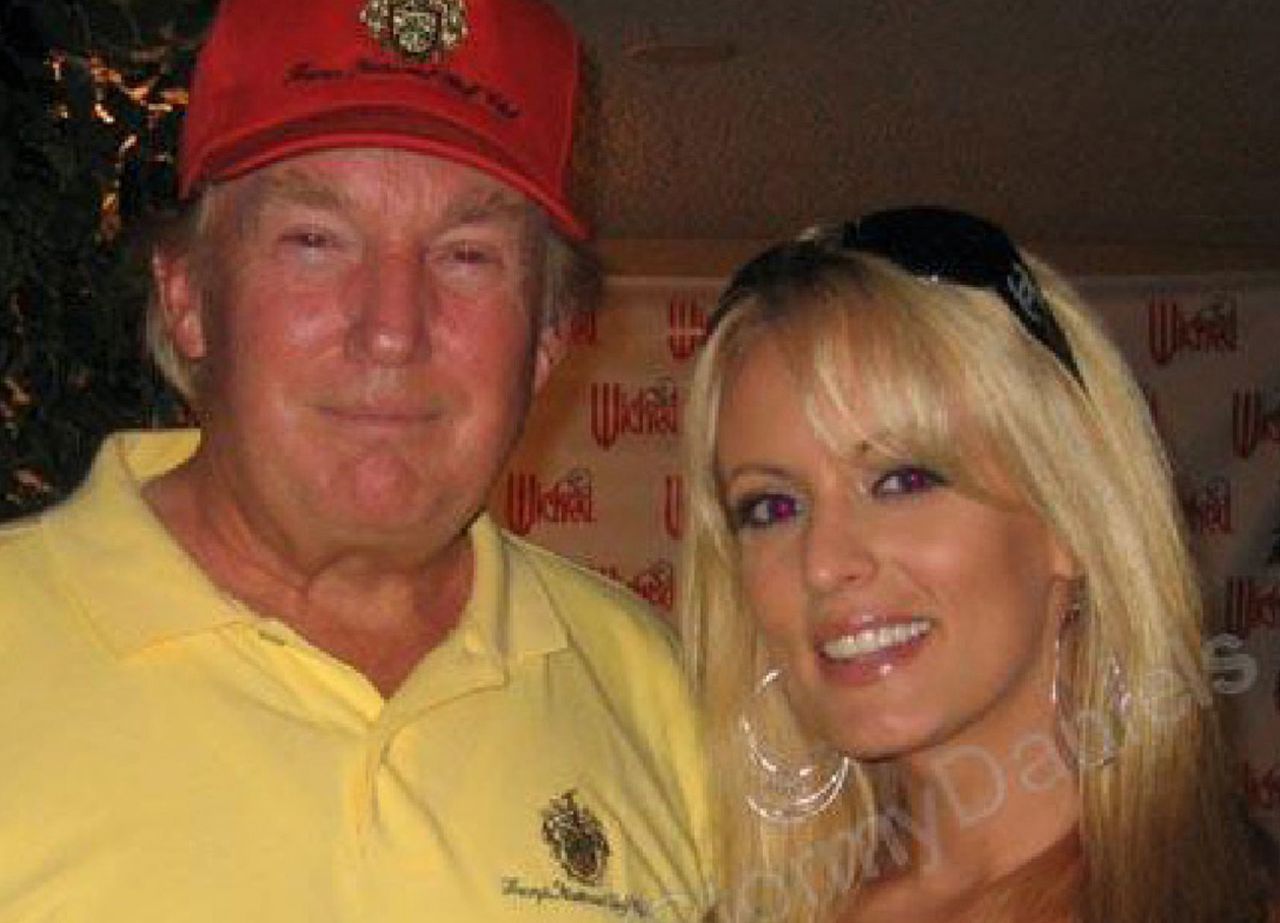 Donald Trump takes a photo with Stormy Daniels in this photo from Daniels' MySpace account.