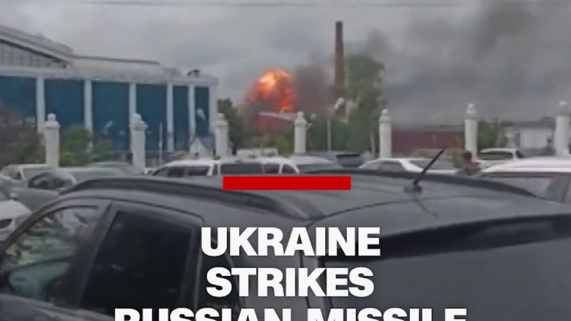 Smoke billows after Ukrainian drone strike in Russia