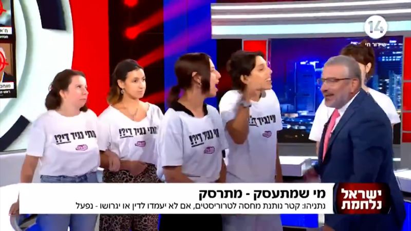 Activists with anti-war message interrupt Israeli broadcast