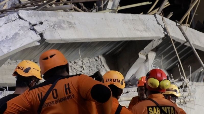 Dozens trapped in collapsed school in Indonesia
